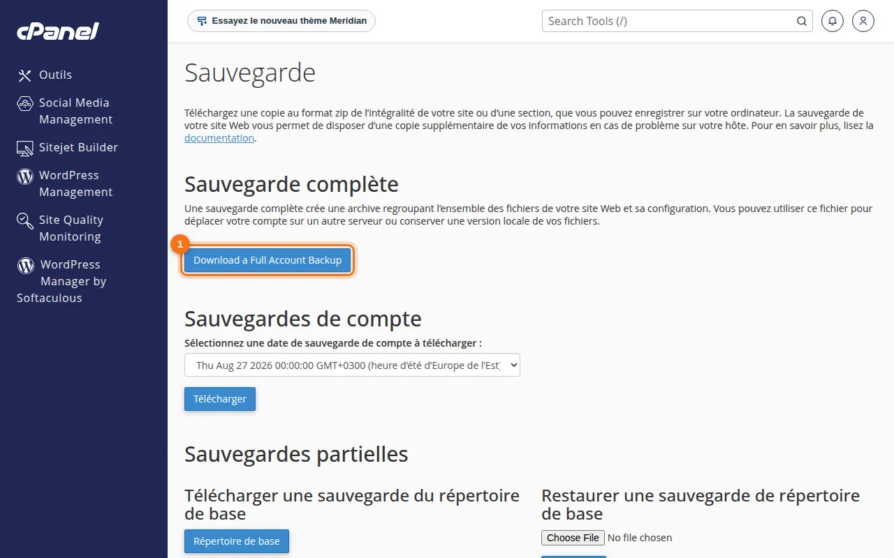 Sauvegarde manuelle avec cPanel